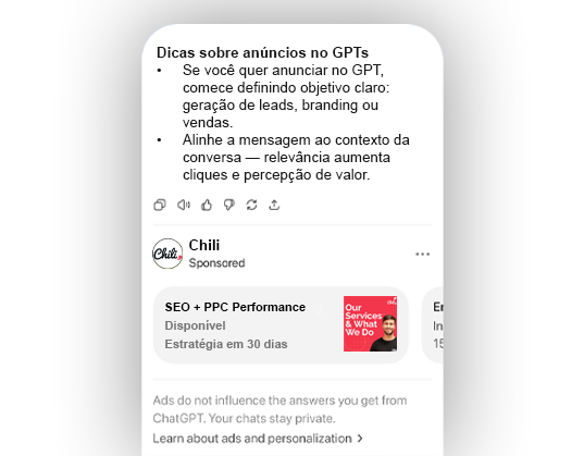 Exemplo de ChatGPT Ads